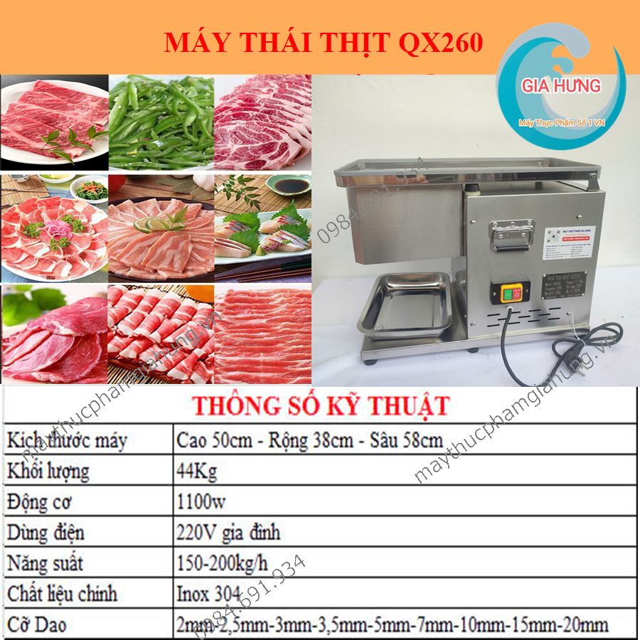 Thông số Máy thái thịt bò tươi QX 260