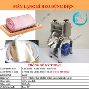 Thông Số Kỹ Thuật Của Máy Lạng Bì Heo Dùng Động Cơ