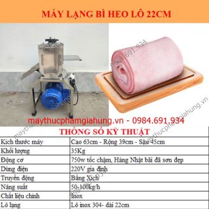 Máy lạng bì heo dùng điện 750W với lô inox 22cm