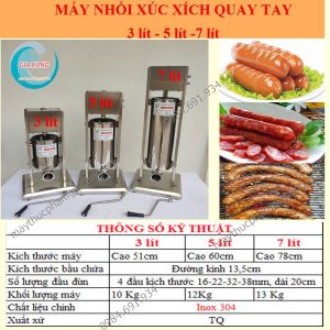 Thông số Máy Đùn Xúc Xích Quay Tay 3 -5 -7 lít